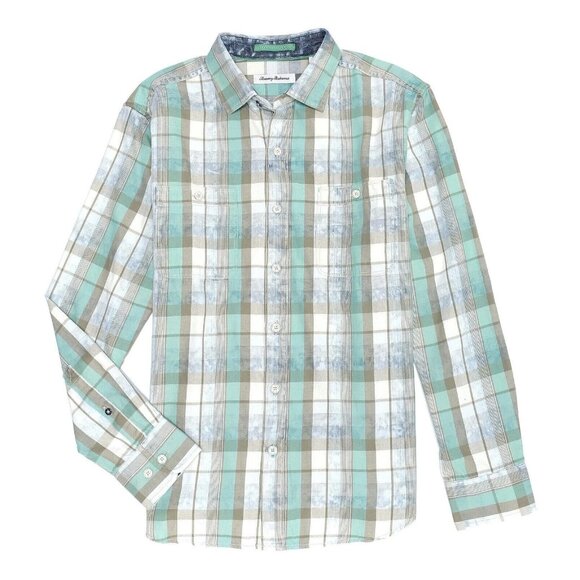 Tommy Bahama Other - Tommy Bahama Mens Medium Walkabout Plaid Long Sleeve Button Front Shirt Air Blue